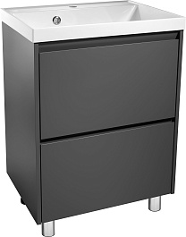 Stella Polare Тумба с раковиной Борнео 70 Люкс графит матовый – фотография-2